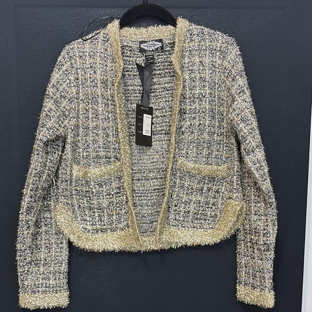 Othr Gold and Black Blazer with Textured Fabric